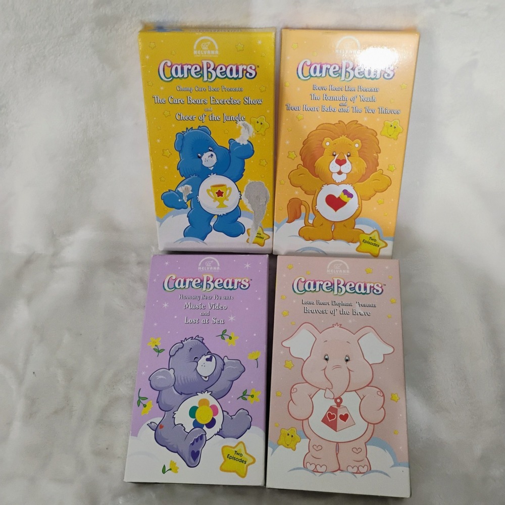 Care Bears VHS Lot of 4 Champ Brave Heart Harmony Lotsa Heart Nelvana FHE